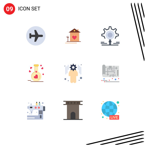 移动界面平面颜色设置9个象形图图片下载