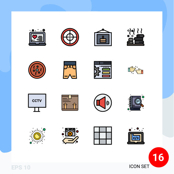 16个通用平色填充线标志符号图片下载