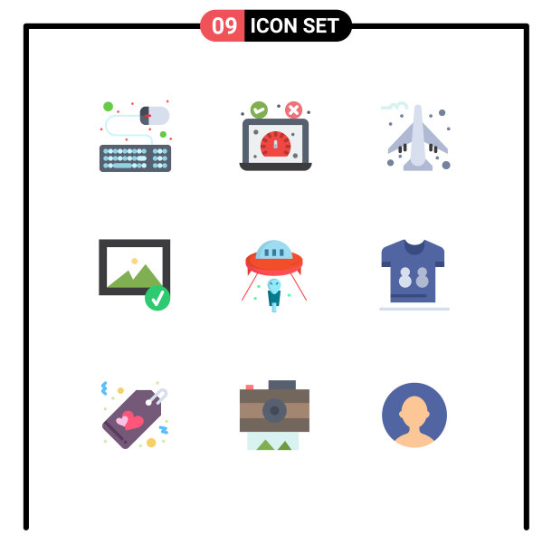 可编辑线包9个简单的平面颜色图片下载