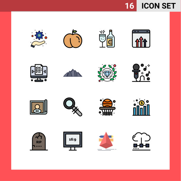 包16条创意平色填充线条图片下载