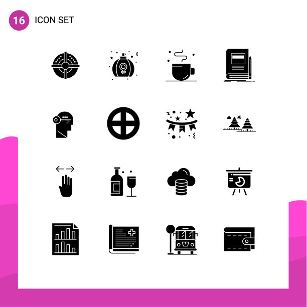 将16个实字形、符号和符号分组图片下载