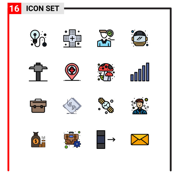 包装16个现代平色填充线条标志图片下载