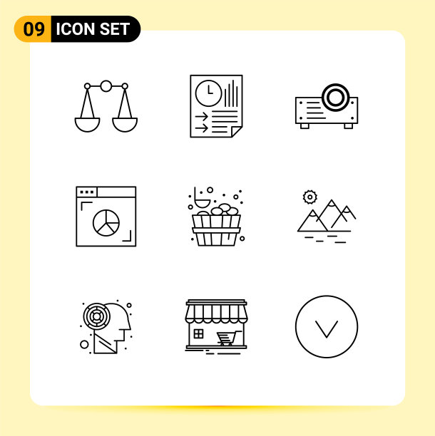 包9个现代轮廓标志和符号图片下载