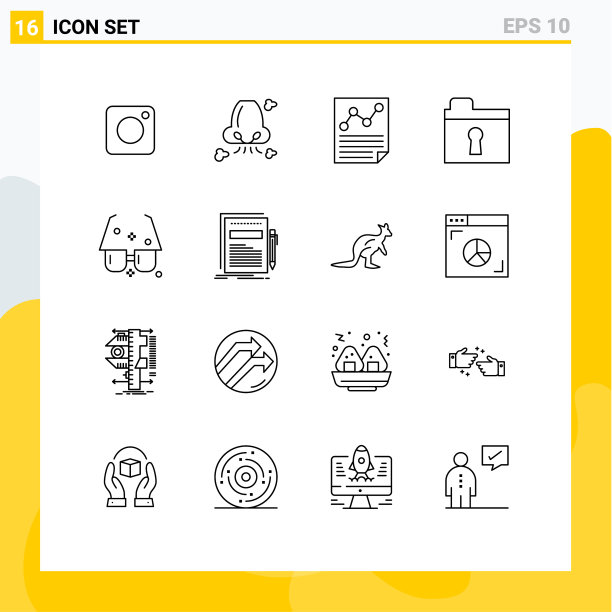 可编辑的行包16个简单的轮廓图片下载