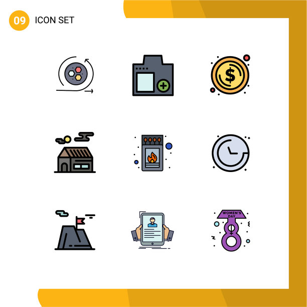 为卷筒纸设置9种通用填充线平面颜色图片下载