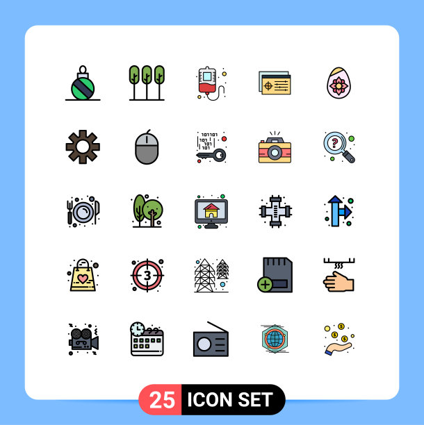 用户界面包25基本填充线平图片下载