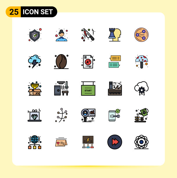 用户界面包25基本填充线平图片下载