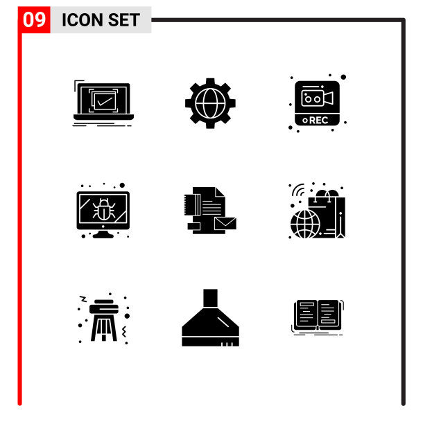 现代集9个实心字形象形品牌图片下载