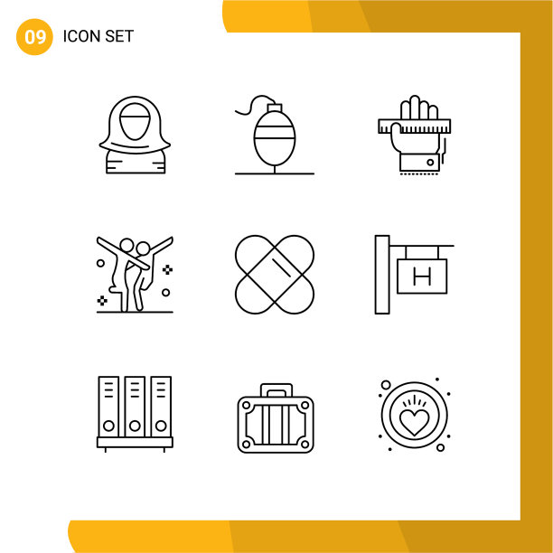 可编辑的线包9简单的轮廓补丁图片下载