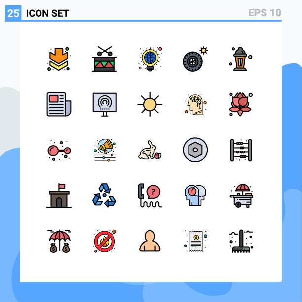 25个创意图标的现代符号和符号图片下载