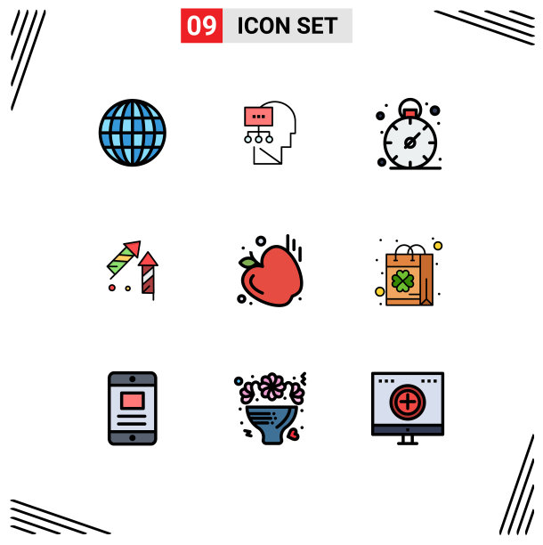 可编辑的线包9简单填充线平图片下载