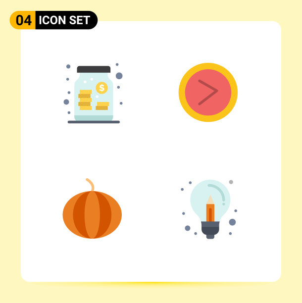 现代设置4个平面图标和符号等图片下载