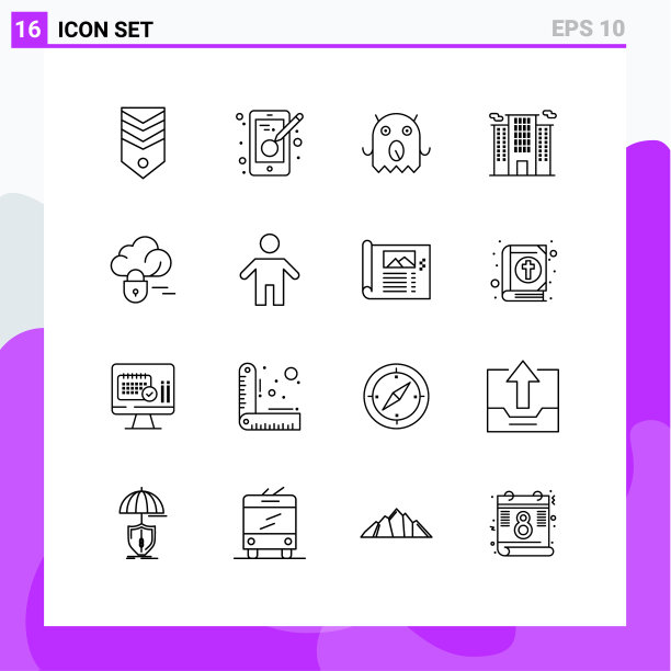 第16组勾勒出锁的符号和符号图片下载