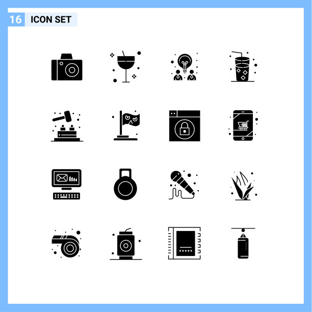 用户界面包16个基本固字形图片下载
