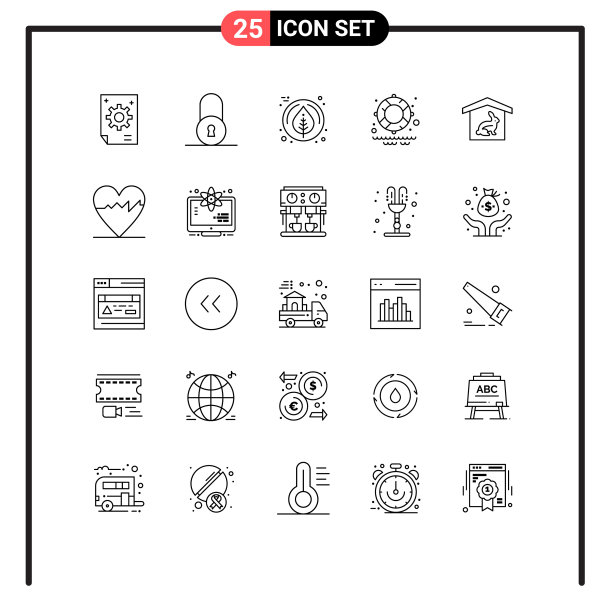 移动界面线设25个象形图图片下载