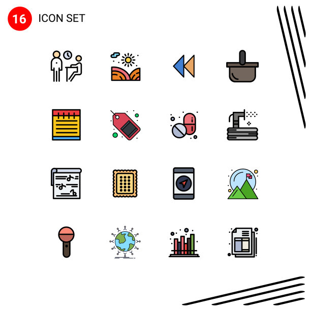 可编辑线包16简单的平面颜色填充图片下载