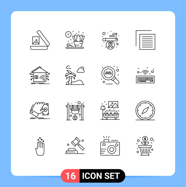 设置16个现代UI图标符号标志图片下载