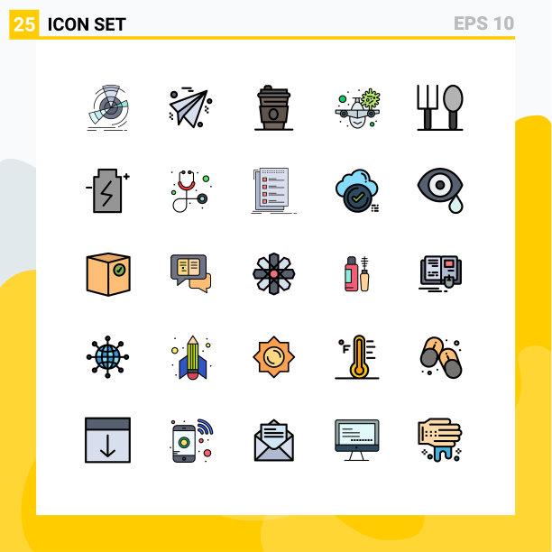 用户界面包25基本填充线平图片下载