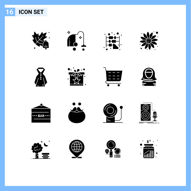 16固体字形概念的网站移动和图片下载