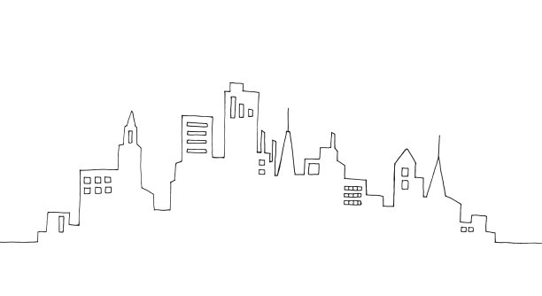 城市风景线画图像图片下载