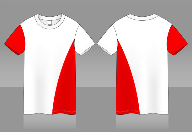 运动t恤设计曲线风格白红色矢量图片下载