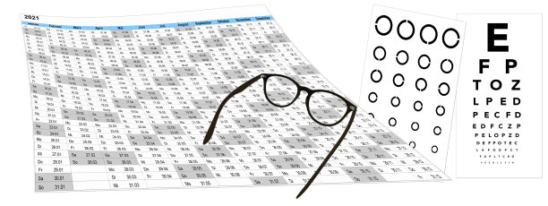 日历上有视力检查和眼镜，约会图片下载