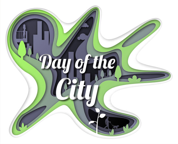 矢量日的城市在纸艺术风格图片下载