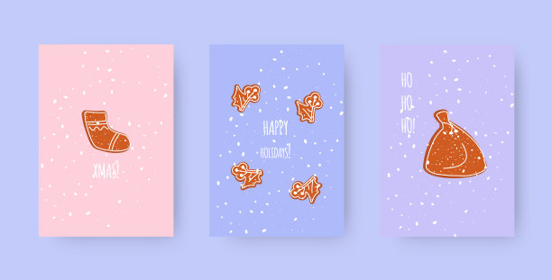 封面圣诞贺卡姜饼雪文字矢量图片下载