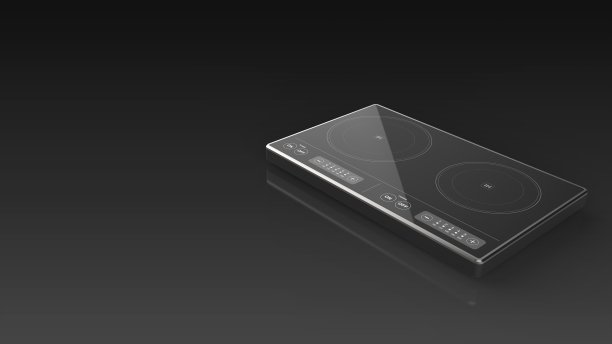 电动炊具黑色黑色背景一个直角3D渲染图片下载