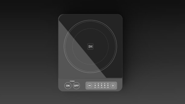 IH灶台黑色黑色背景一个中心前3D渲染图片下载
