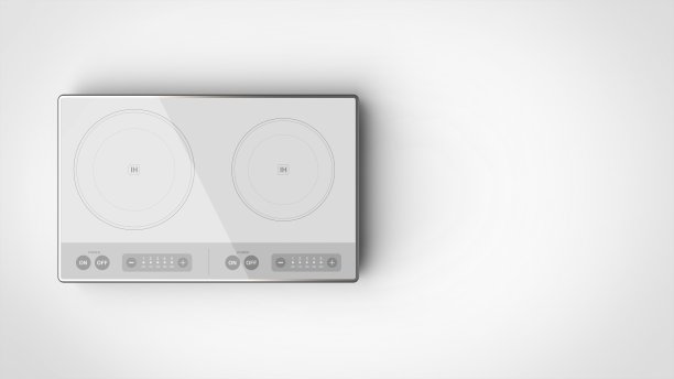 电动炉灶白白色背景一左前3D渲染图片下载