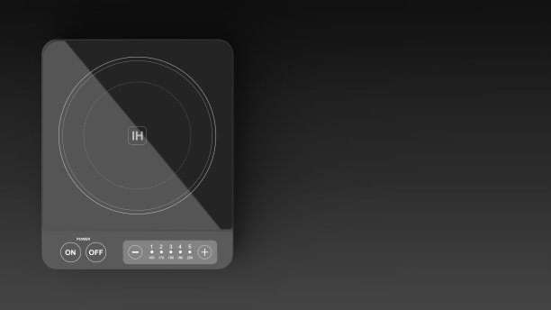 IH灶台黑色黑色背景一左前3D渲染图片下载