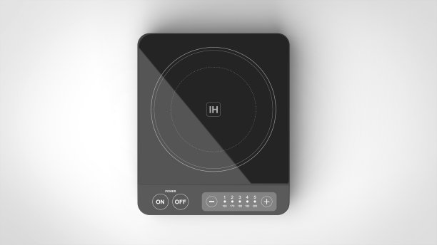 IH灶台黑白背景一个中心前3D渲染图片下载