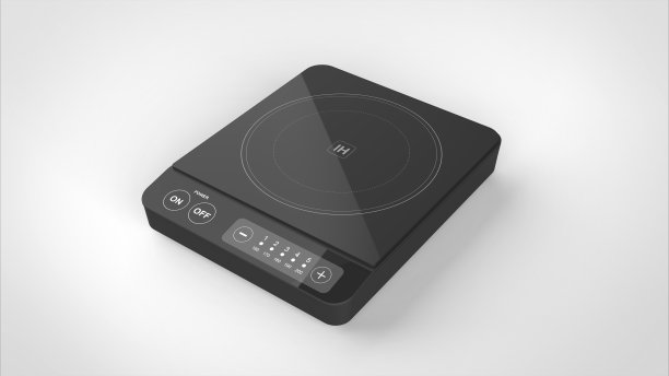 IH灶台黑白背景一个中心角度的3D渲染图片下载