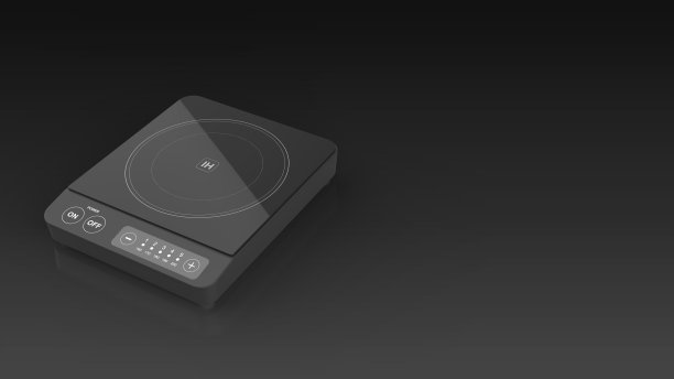 IH炊具黑色黑色背景一个左角3D渲染图片下载