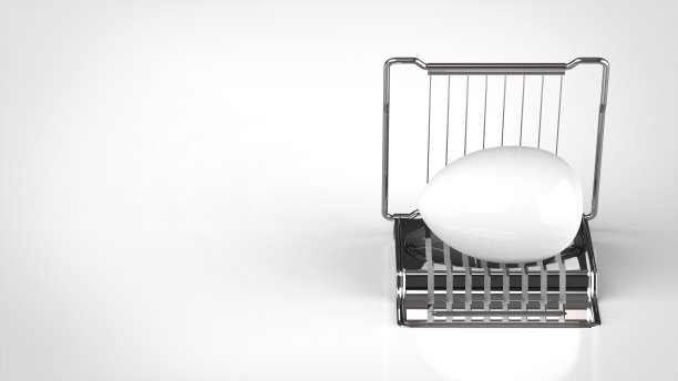 鸡蛋切片机和蛋清背景一个右前方3D渲染图片下载