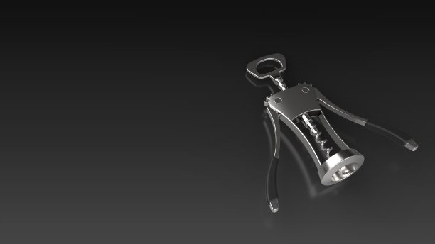 开瓶器黑色背景一个直角3D渲染图片下载