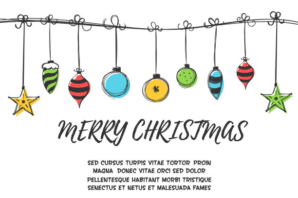 一套手绘花环的圣诞小玩意图片下载