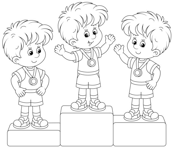 快乐的小朋友们在领奖台上获胜图片下载