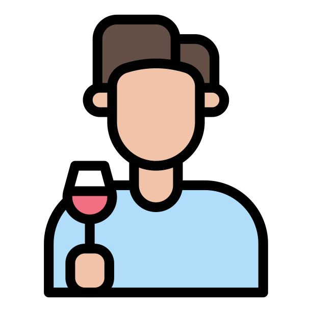 男人拿着酒杯的图标，生日派对相关的矢量插图图片下载