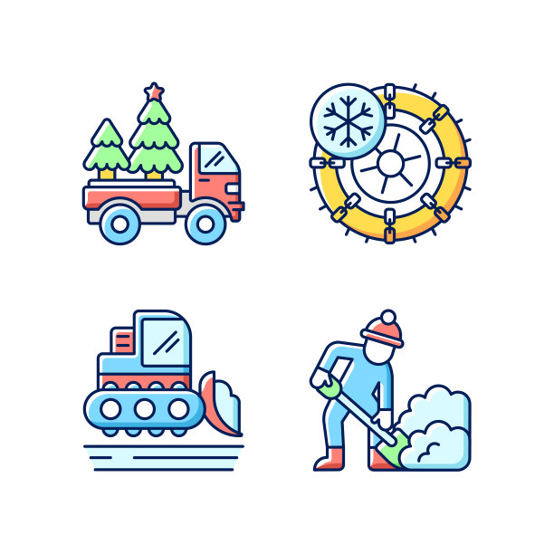 寒假服务RGB颜色图标集图片下载