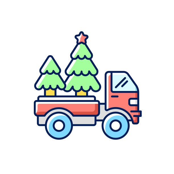 圣诞树交付RGB颜色图标图片下载