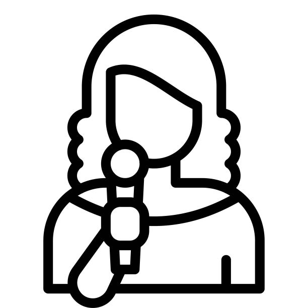 女人唱歌图标，生日派对相关矢量插图图片下载