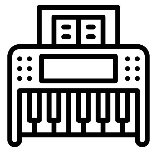 音乐键盘图标，生日派对相关矢量插图图片下载