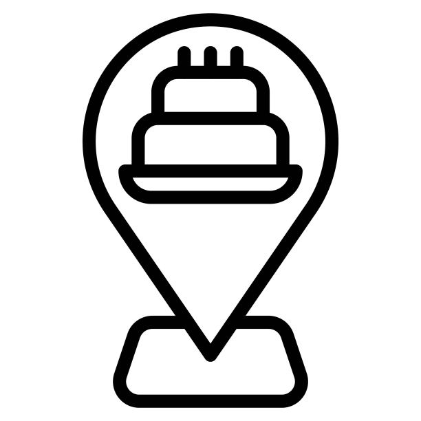 生日派对地点图标，生日派对相关矢量插图图片下载