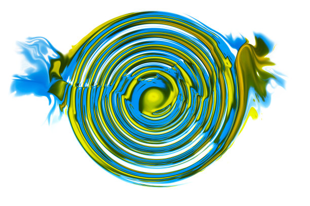 抽象液体蓝色和黄色画螺旋背景图片下载