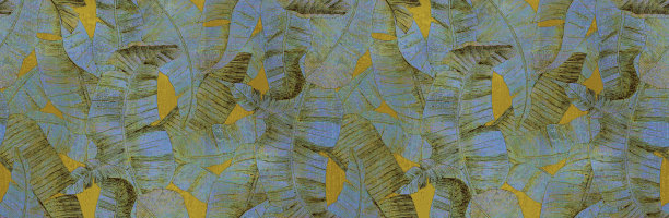 无缝图案与香蕉叶。手绘热带风格。图片下载