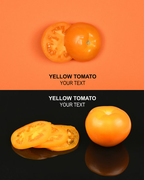黄色番茄的创意布局。食品的概念。图片下载