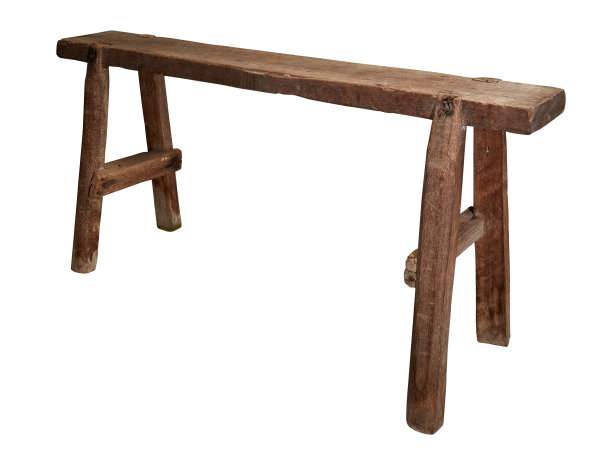 旧木凳孤立在白色背景与修剪路径图片下载