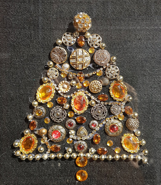 珠宝纽扣圣诞树顶视图背景颜色图片下载